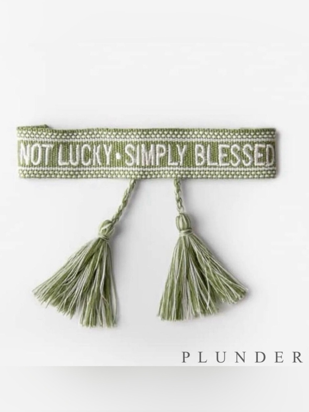 ✨ New ✨ Plunder Green Embroidered • Not Lucky Simply Blessed Bracelet ✨